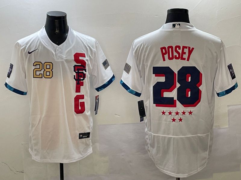 Men San Francisco Giants #28 Posey White All star Elite 2025 Nike MLB Jersey style 1